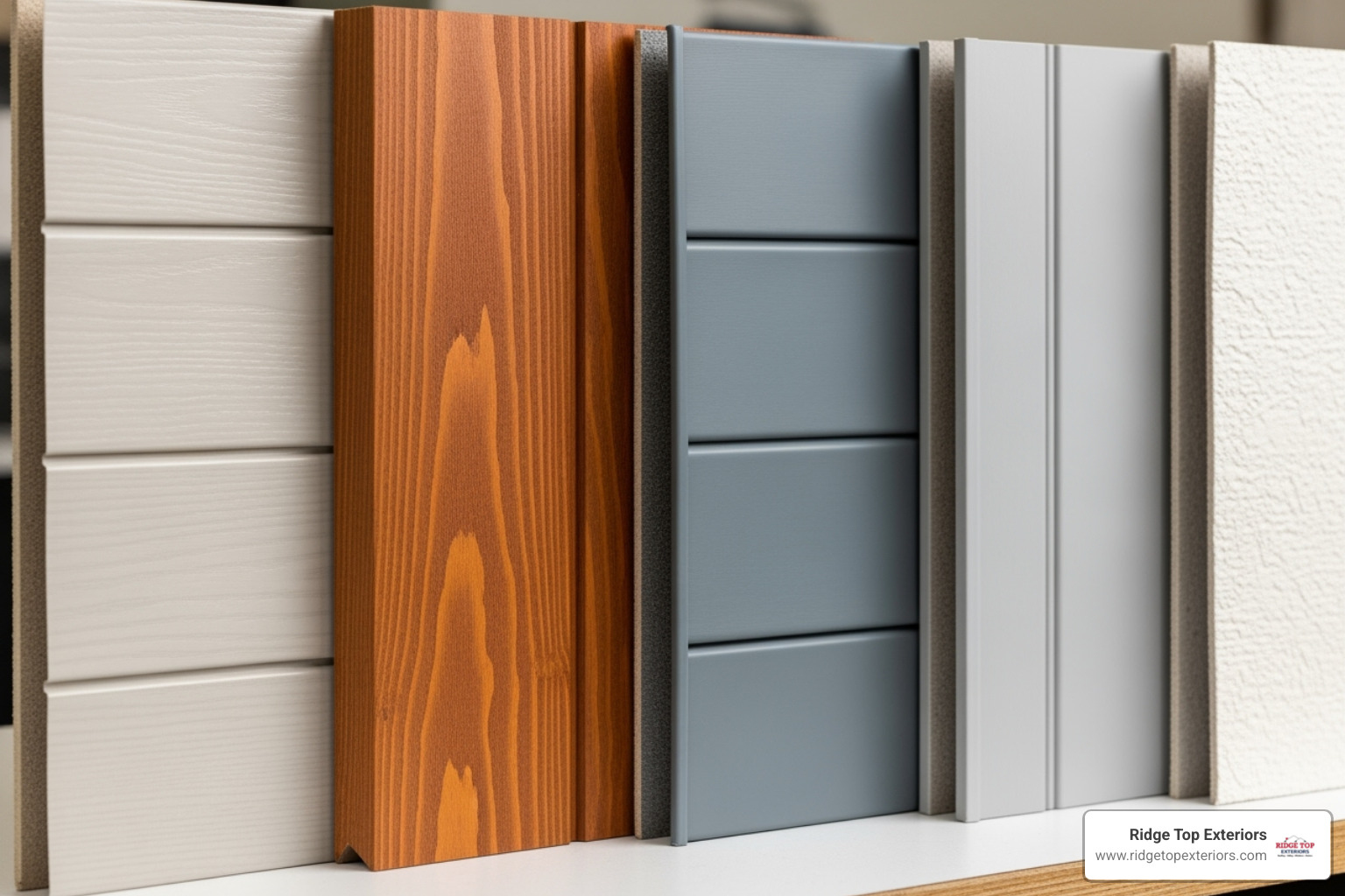 siding material samples: vinyl, LP SmartSide, and James Hardie - siding installation near me siding material samples: vinyl, LP SmartSide, and James Hardie - siding installation near me