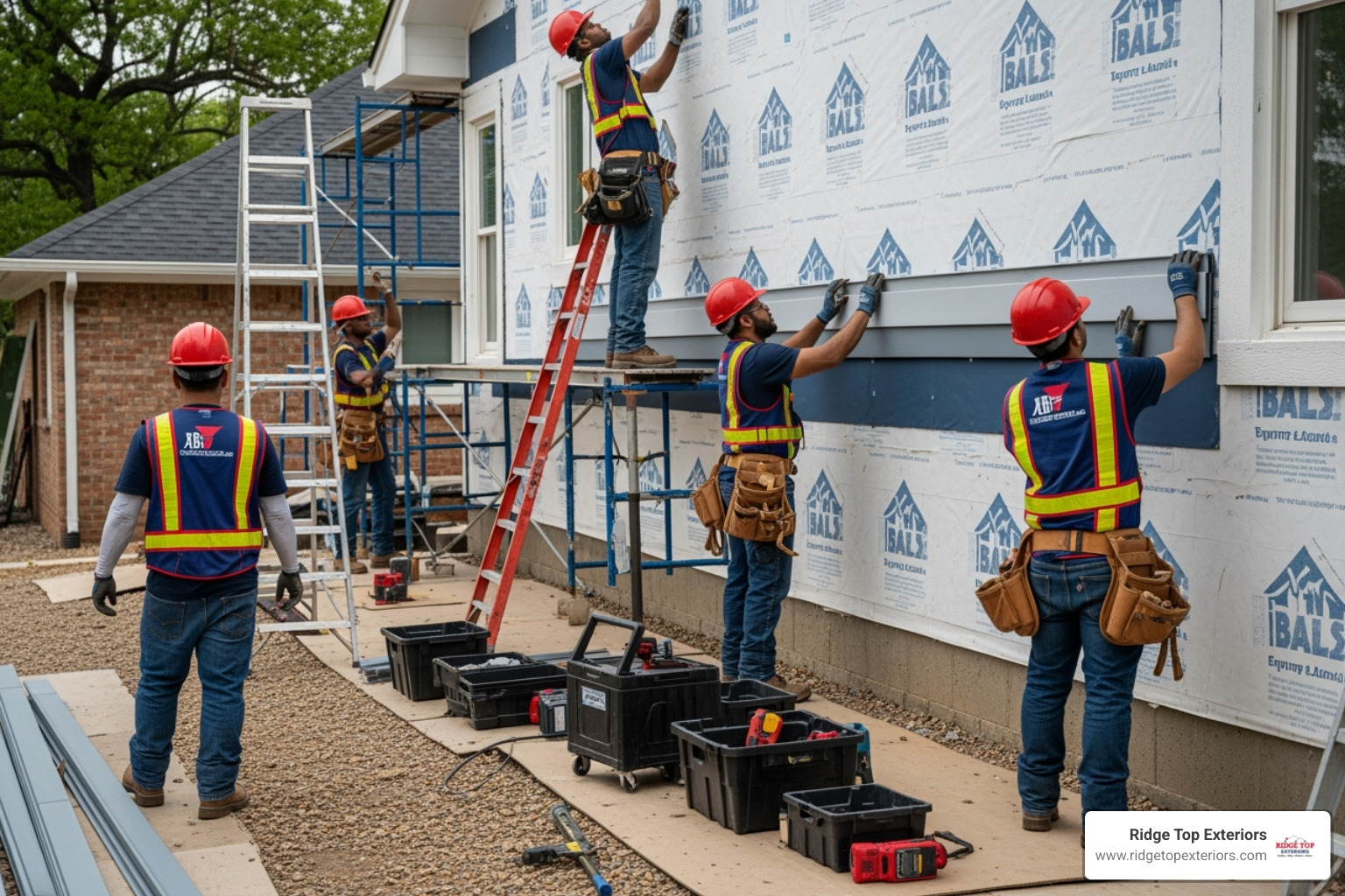 clean and organized siding job site with a professional crew at work - siding installation near me clean and organized siding job site with a professional crew at work - siding installation near me