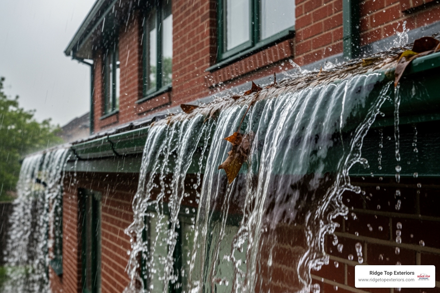 of a gutter overflowing with water during a rainstorm - gutter cleaning madison of a gutter overflowing with water during a rainstorm - gutter cleaning madison