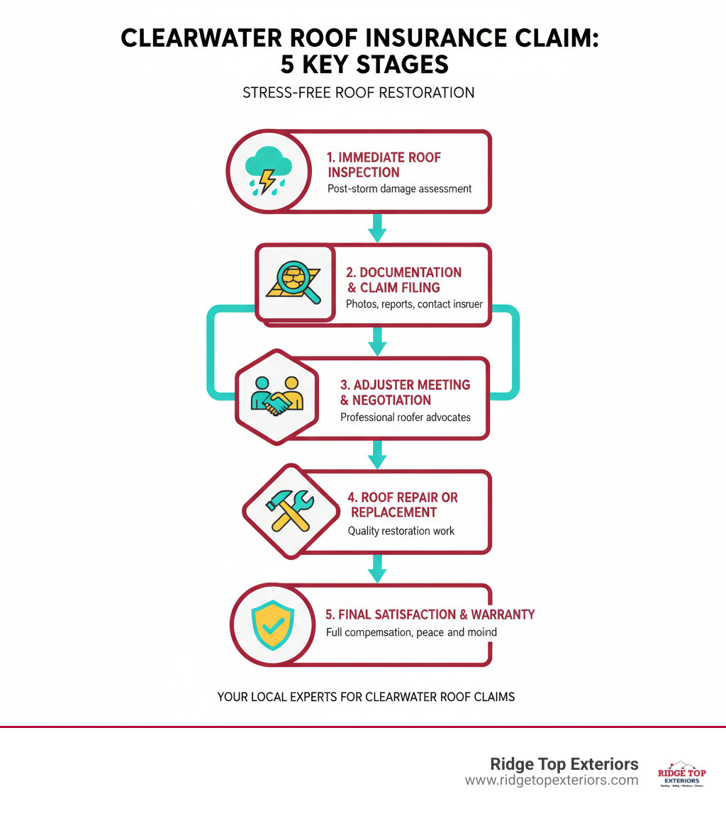 infographic showing the 5 key stages of a roof insurance claim in Clearwater FL - insurance claims assistance for roofs clearwater fl infographic infographic showing the 5 key stages of a roof insurance claim in Clearwater FL - insurance claims assistance for roofs clearwater fl infographic