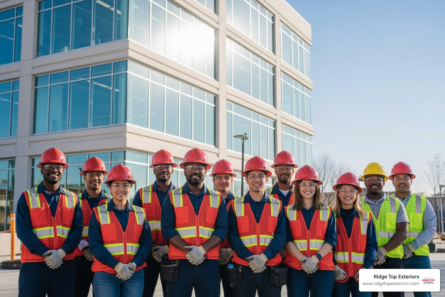 Image of the Ridge Top Exteriors team in front of a completed project - Window replacement Appleton WI Image of the Ridge Top Exteriors team in front of a completed project - Window replacement Appleton WI