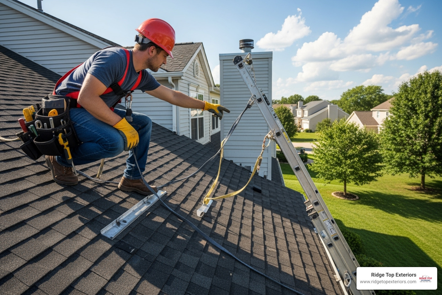 certified roofer safely inspecting a roof - roof repair wisconsin rapids wi certified roofer safely inspecting a roof - roof repair wisconsin rapids wi