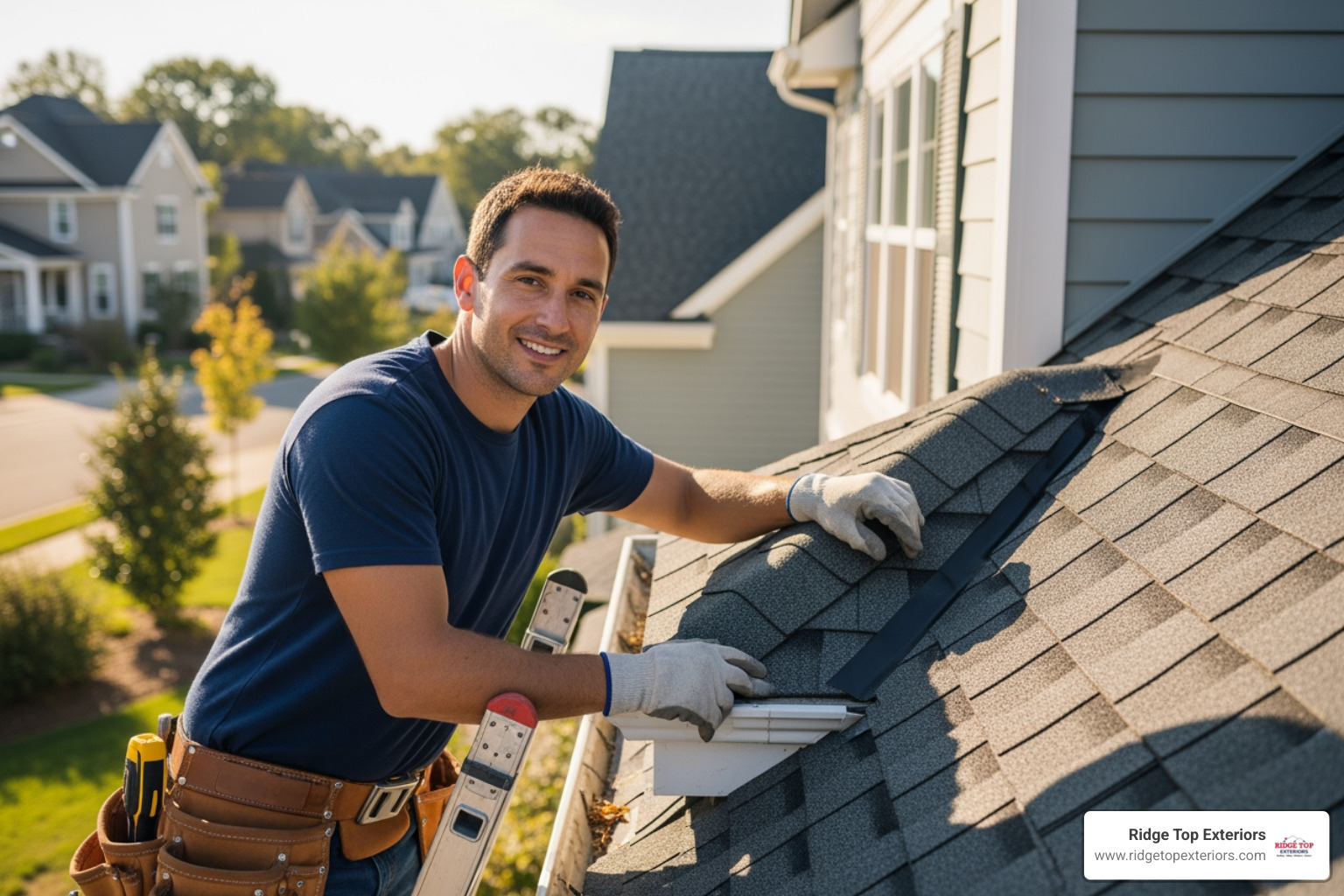 A roofing professional inspecting a roof - roofing repair madison wi A roofing professional inspecting a roof - roofing repair madison wi