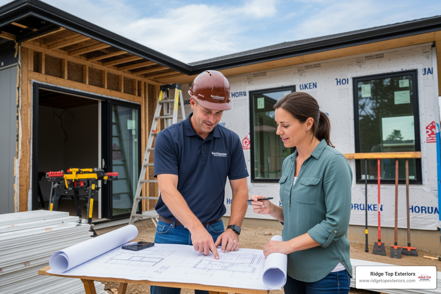 Professional contractor consulting with a homeowner - Siding contractors near me