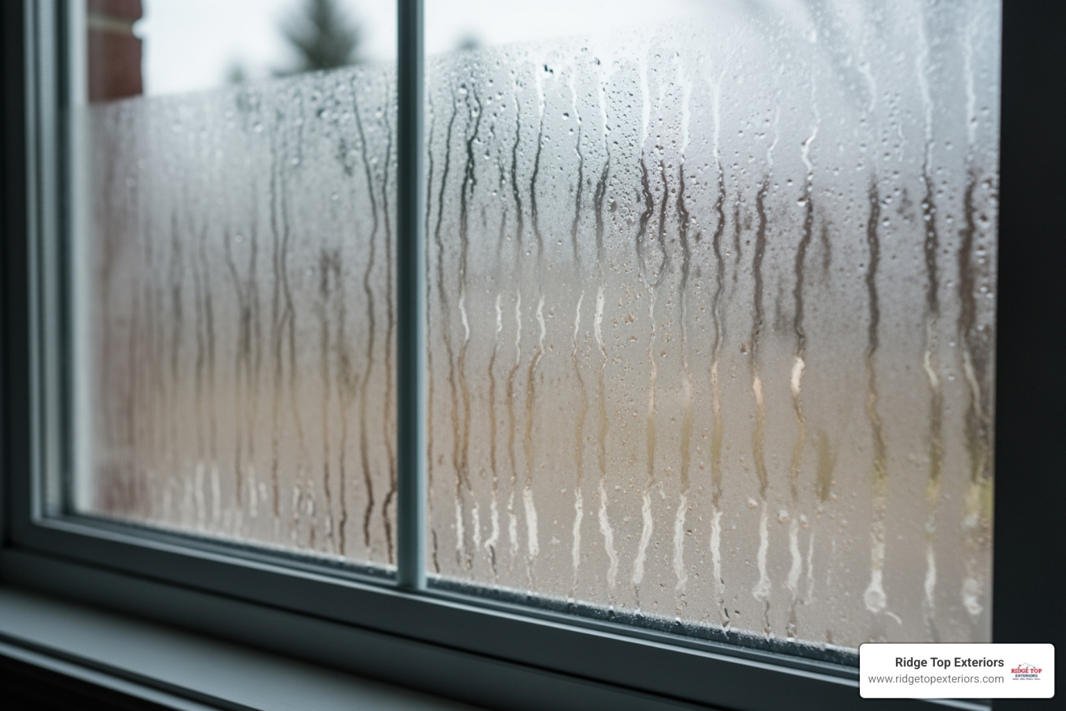 foggy window pane with condensation between the glass - window replacement appleton wi