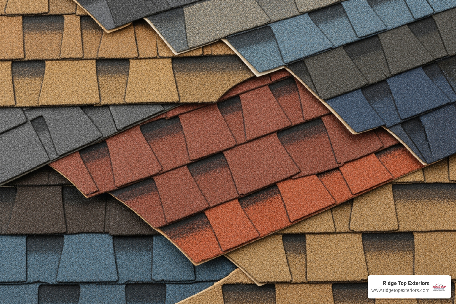 GAF architectural shingles in various colors, showcasing their aesthetic appeal and durability. - new roof cost 2026